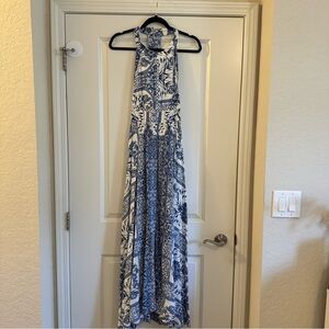 Blue halter maxi dress